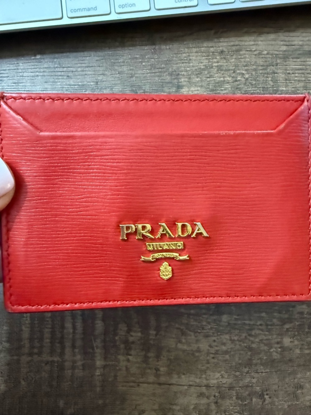 Prada Red Saffiano Italian Leather Card Holder Wallet w COA card - Picture 3 of 9